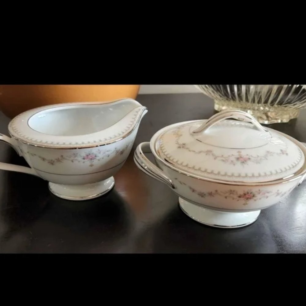 Vintage  NORITAKE Fine China Creamer & Sugar Bowl Set Fairmont EUC